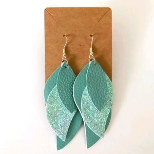 Layered Glitter Leaf Drop Earring